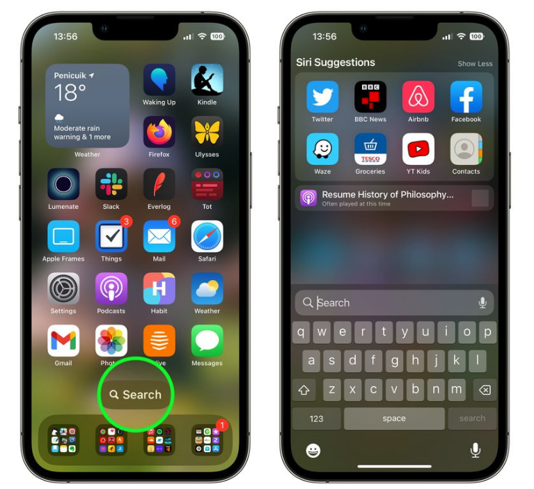 邛崃苹果手机维修分享升级到 iOS 16 后，如何删除主屏幕上的搜索按钮 