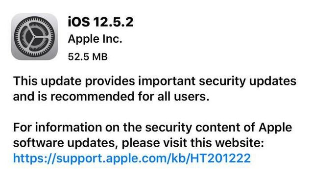 邛崃苹果手机维修分享iOS12.5.2发布，建议所有老苹果用户安装 